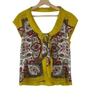 MAEVE PAISLEY SCARF  PRINT  100% SILK TOP  SIZE 6